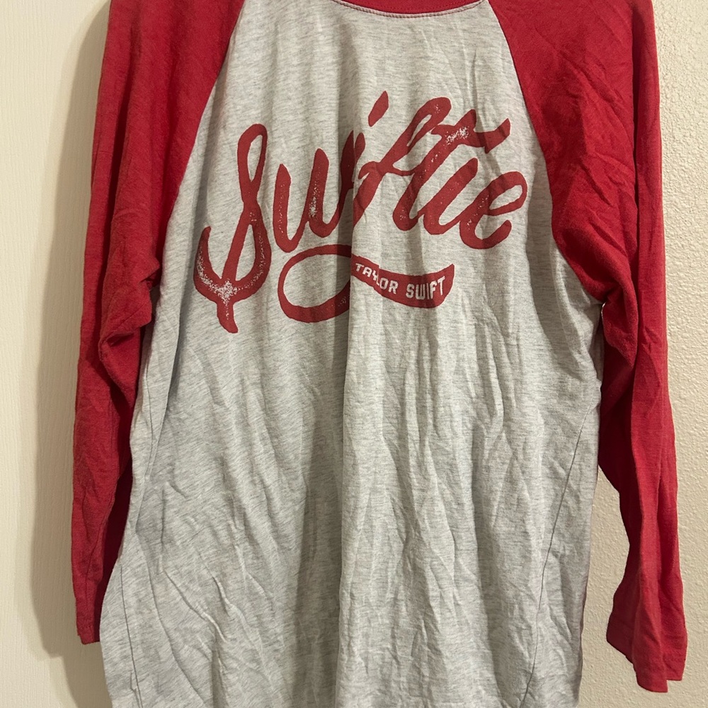 Taylor Swift Red and Gray Raglan Baseball Tee